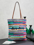 Miu Miu Multicolor Woven Tote Bag – Rainbow