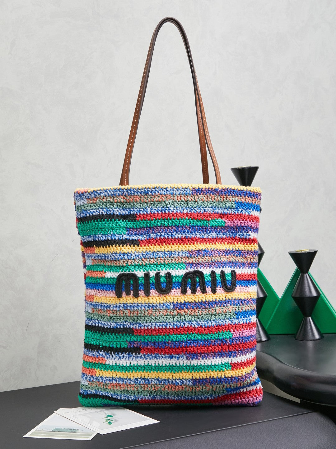 Miu Miu Multicolor Woven Tote Bag – Rainbow