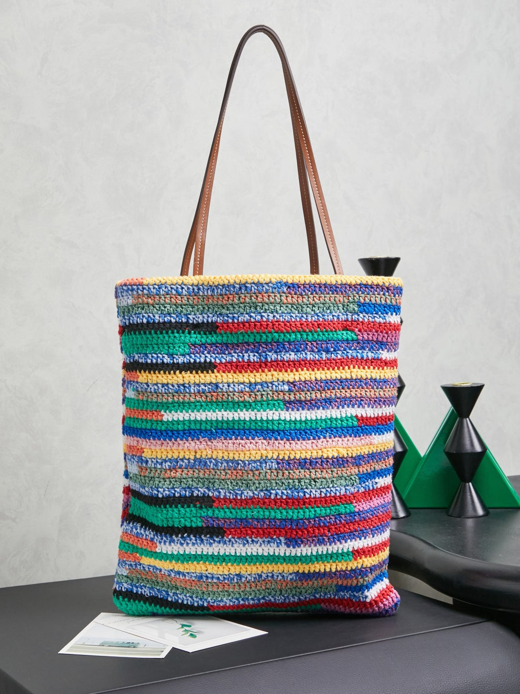 Miu Miu Multicolor Woven Tote Bag – Rainbow
