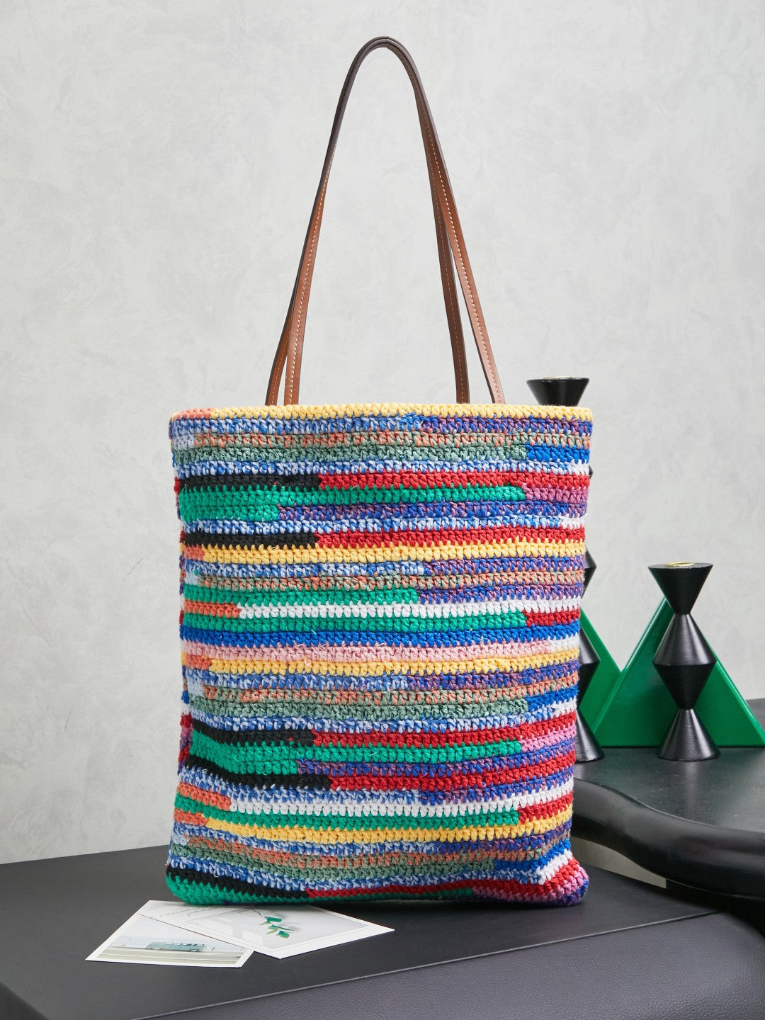 Miu Miu Multicolor Woven Tote Bag – Rainbow
