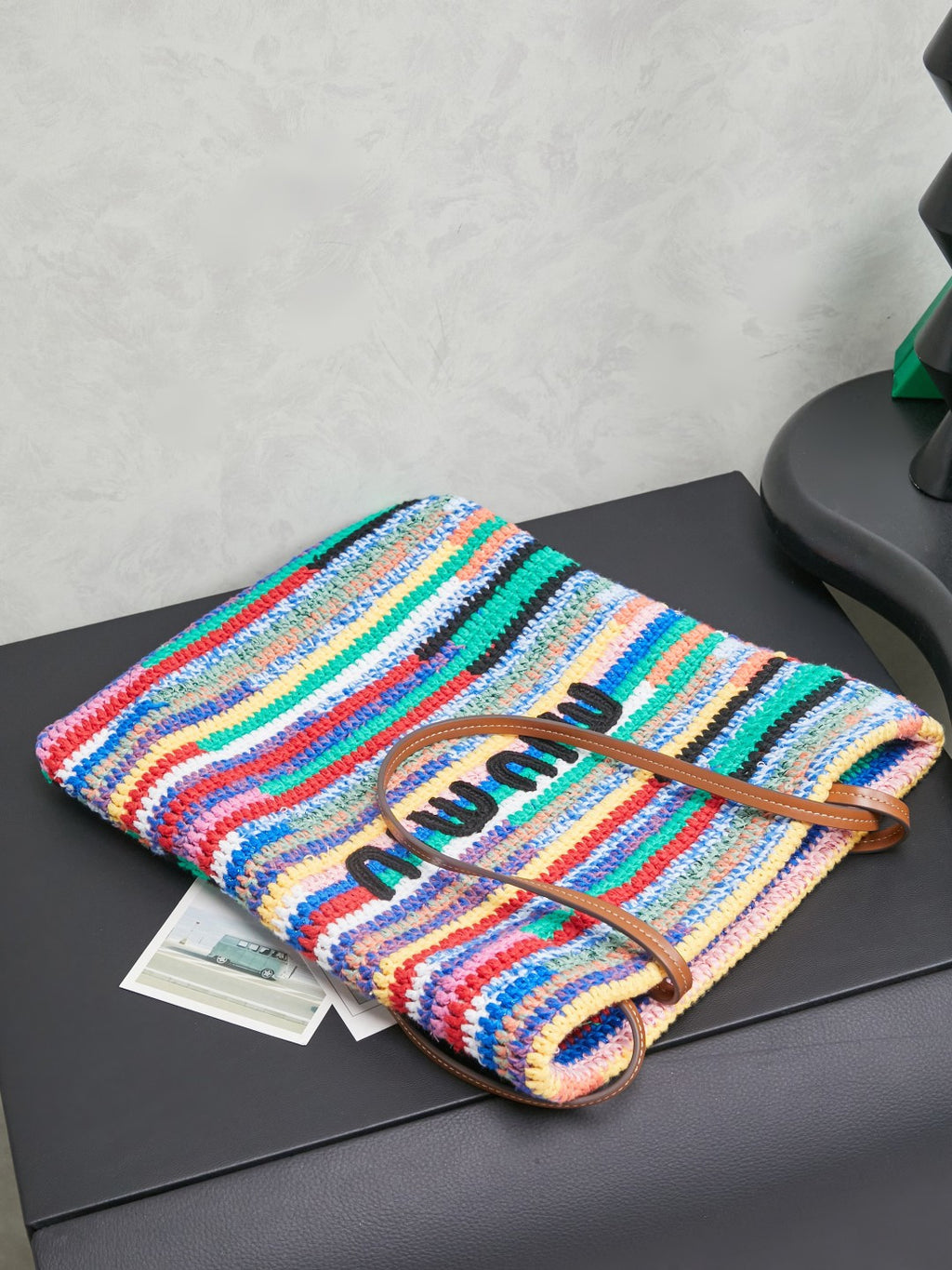 Miu Miu Multicolor Woven Tote Bag – Rainbow