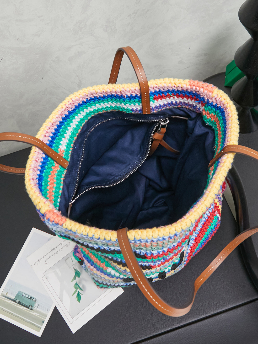 Miu Miu Multicolor Woven Tote Bag – Rainbow