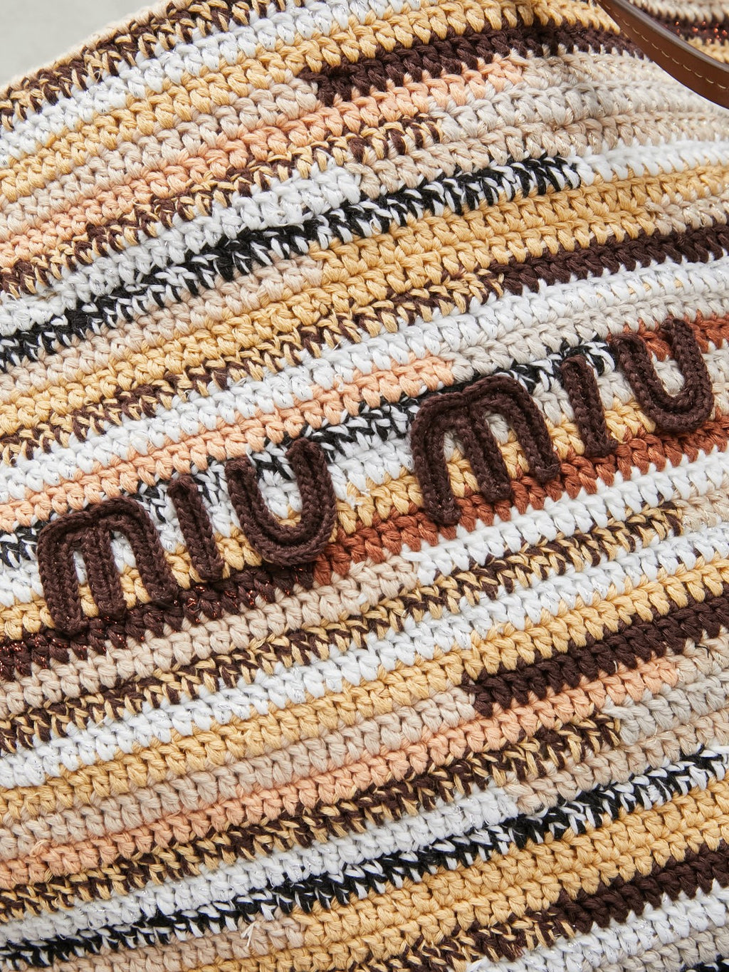 Miu Miu Woven Tote Bag – Beige Brown White