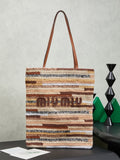 Miu Miu Woven Tote Bag – Beige & Brown