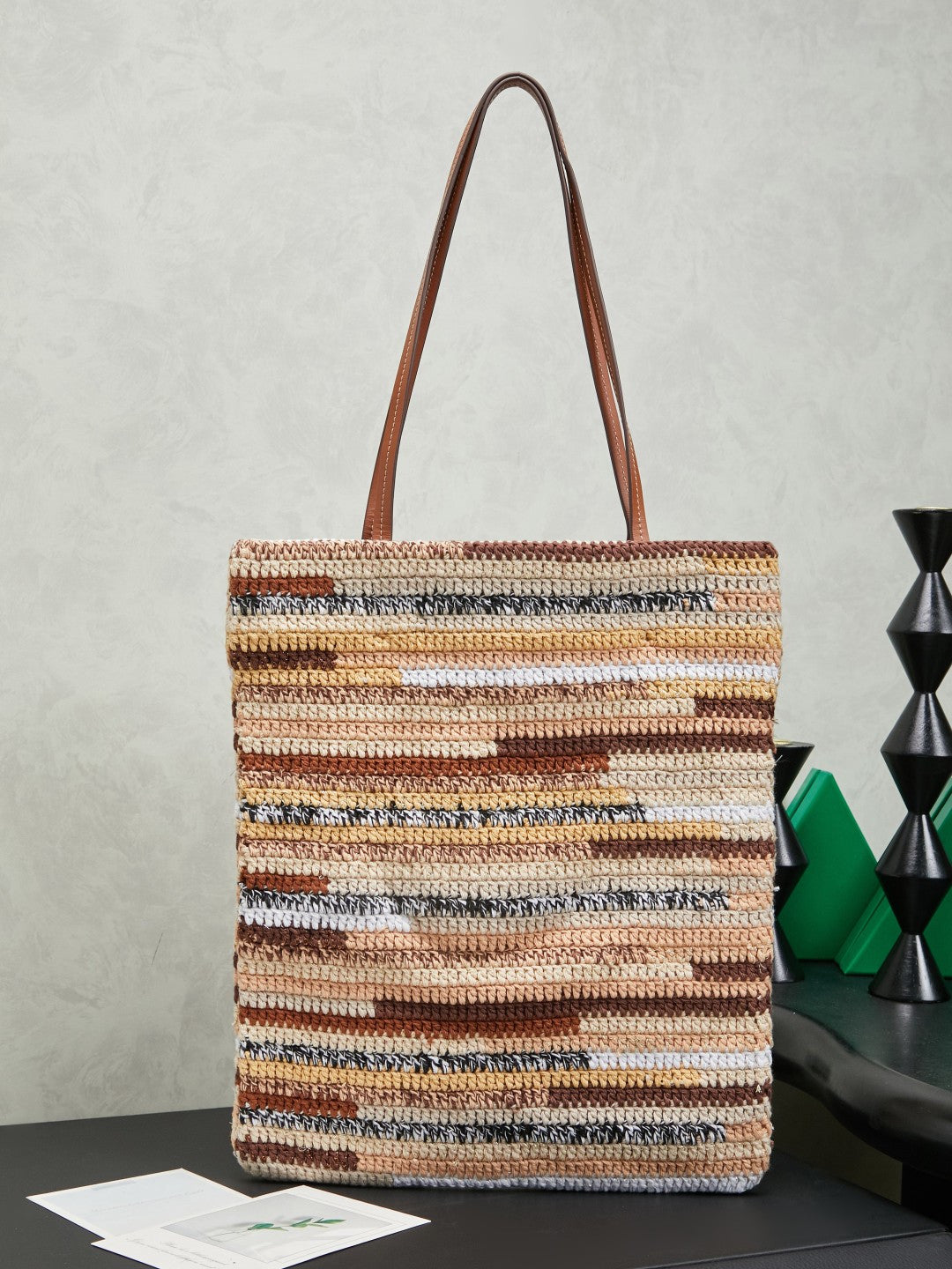 Miu Miu Woven Tote Bag – Beige & Brown