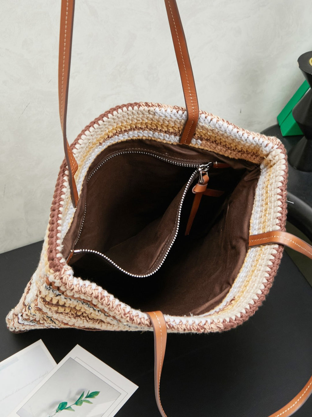 Miu Miu Woven Tote Bag – Beige & Brown