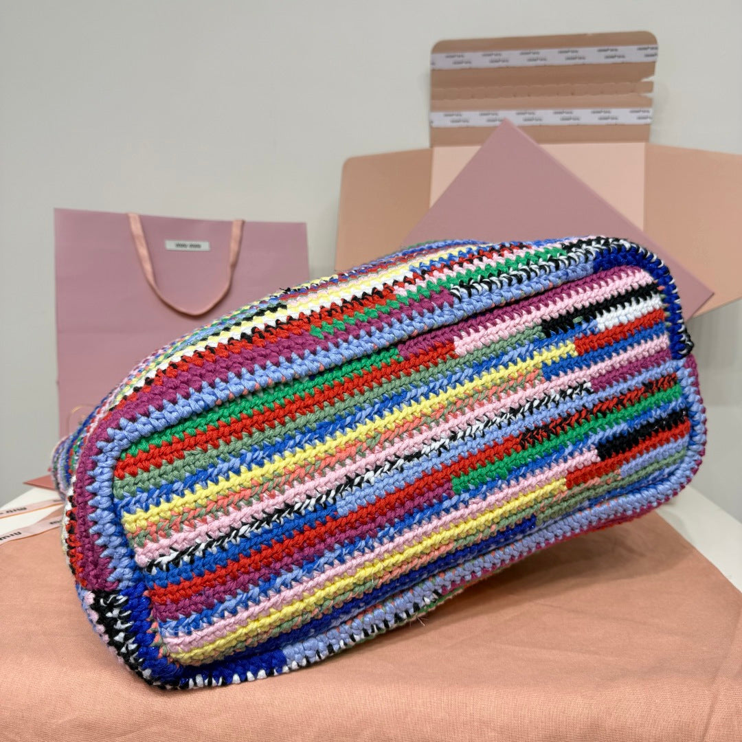 Miu Miu Multicolor Woven Tote Bag – Rainbow