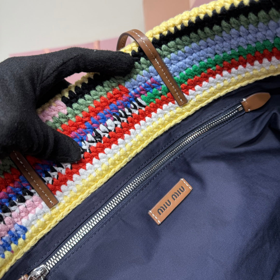Miu Miu Multicolor Woven Tote Bag – Rainbow