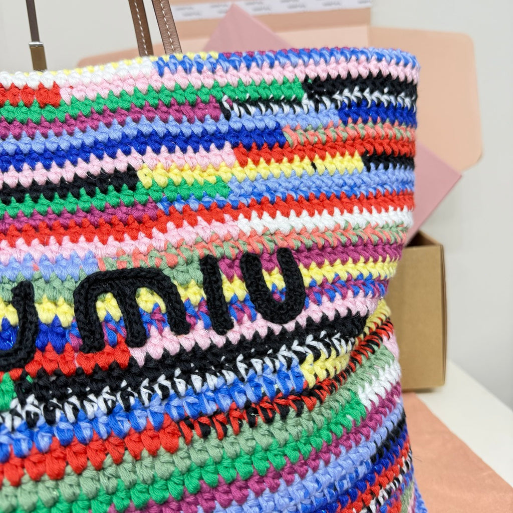 Miu Miu Multicolor Woven Tote Bag – Rainbow