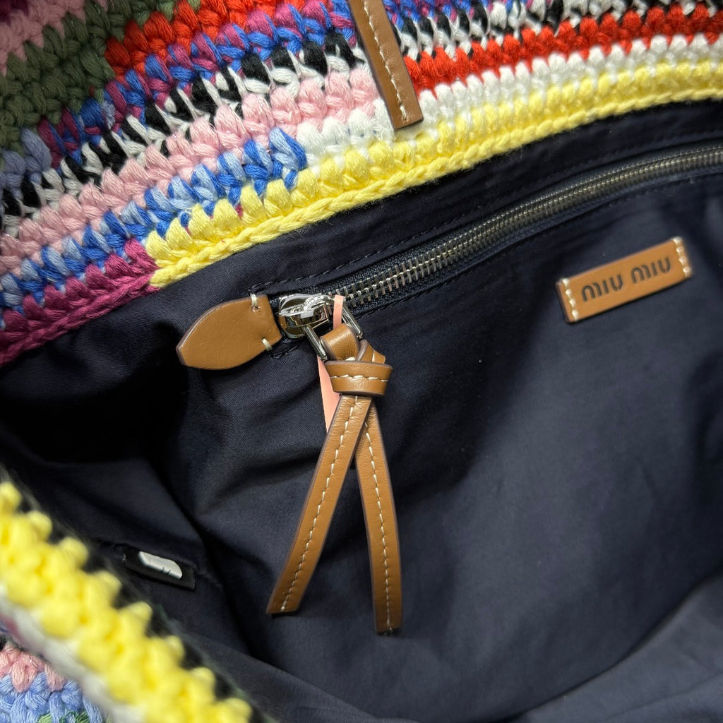 Miu Miu Multicolor Woven Tote Bag – Rainbow