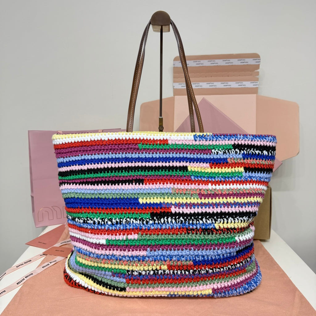 Miu Miu Multicolor Woven Tote Bag – Rainbow