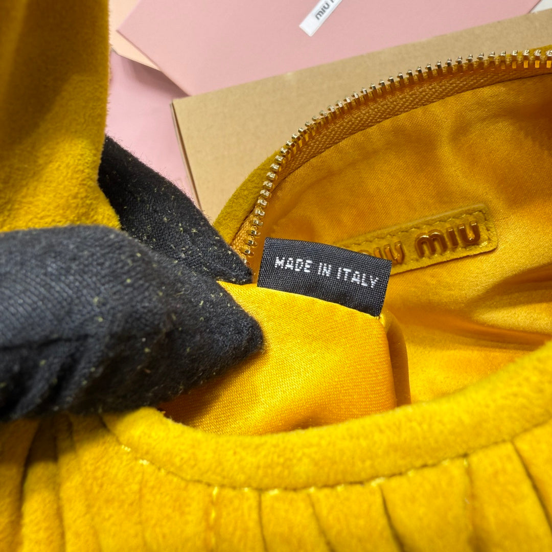 Miu Miu Wander Matelassé Hobo Bag – Yellow