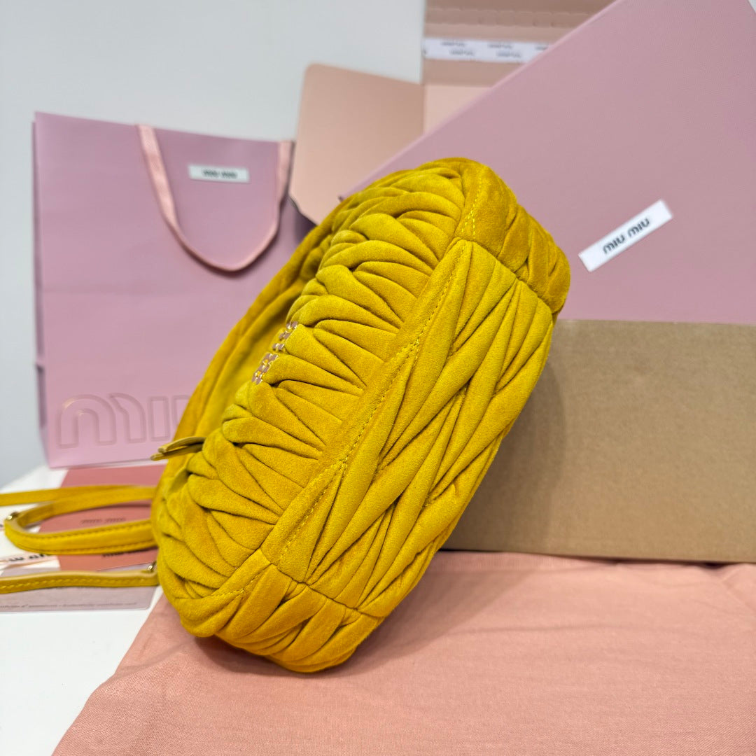 Miu Miu Wander Matelassé Hobo Bag – Yellow