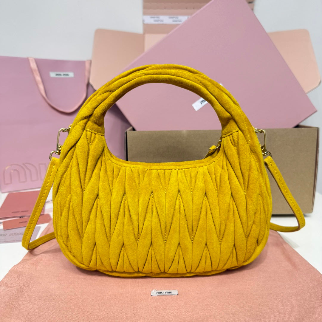 Miu Miu Wander Matelassé Hobo Bag – Yellow