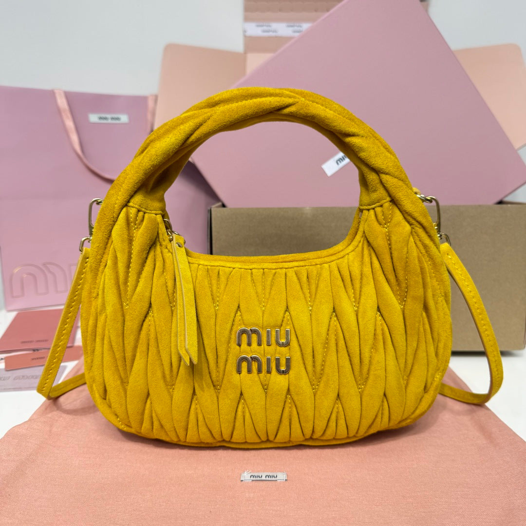 Miu Miu Wander Matelassé Hobo Bag – Yellow