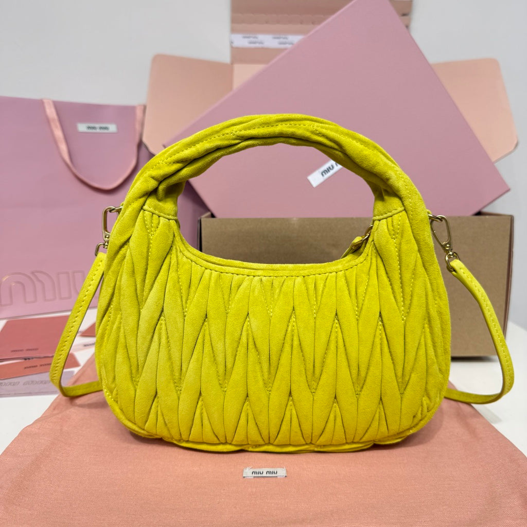 Miu Miu Wander Matelassé Hobo Bag – Lime Green