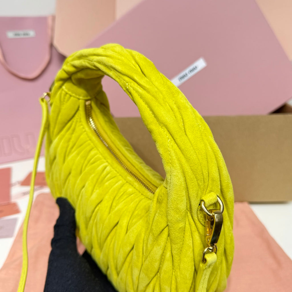 Miu Miu Wander Matelassé Hobo Bag – Lime Green
