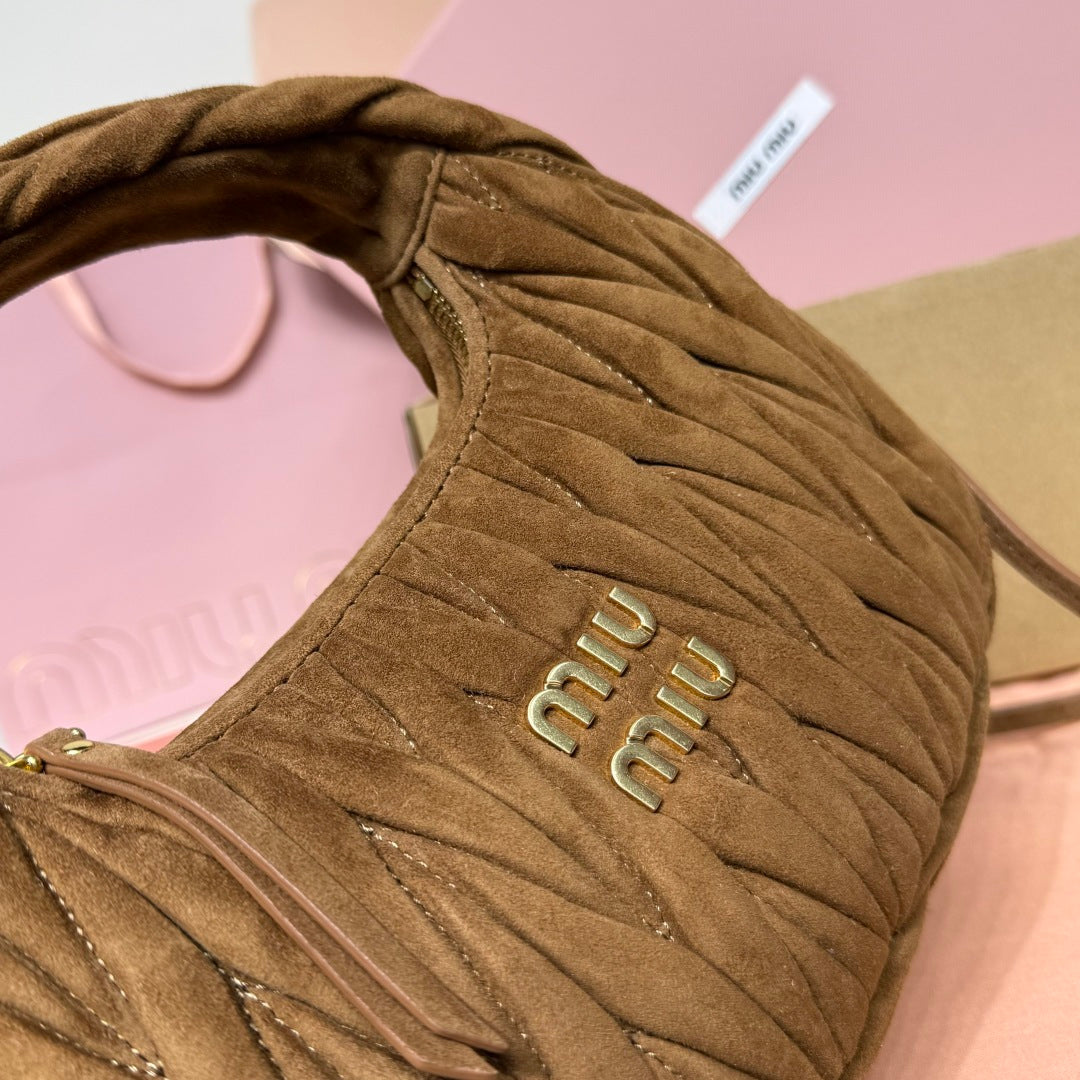 Miu Miu Wander Matelassé Hobo Bag – Taupe Brown