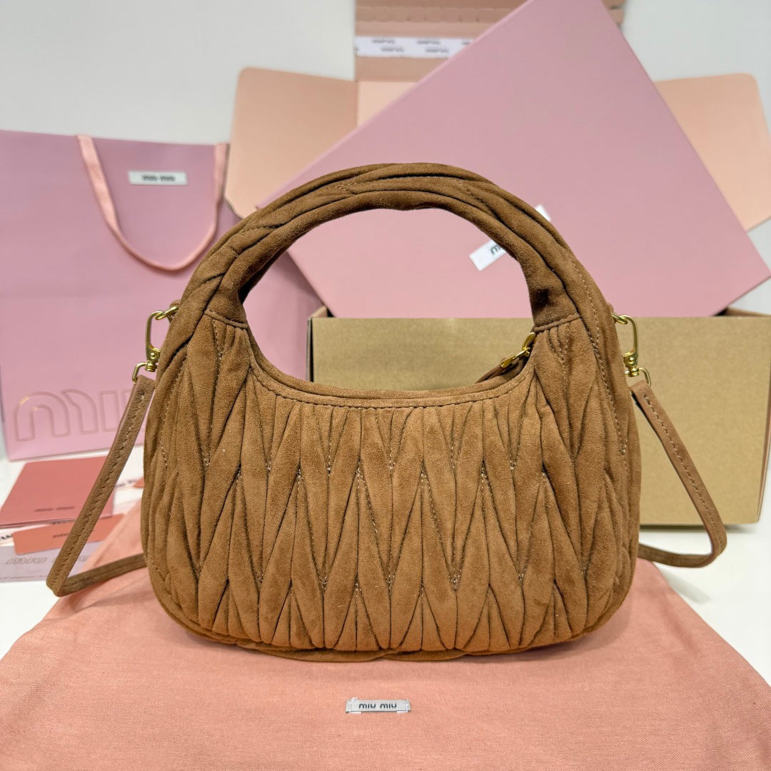 Miu Miu Wander Matelassé Hobo Bag – Taupe Brown