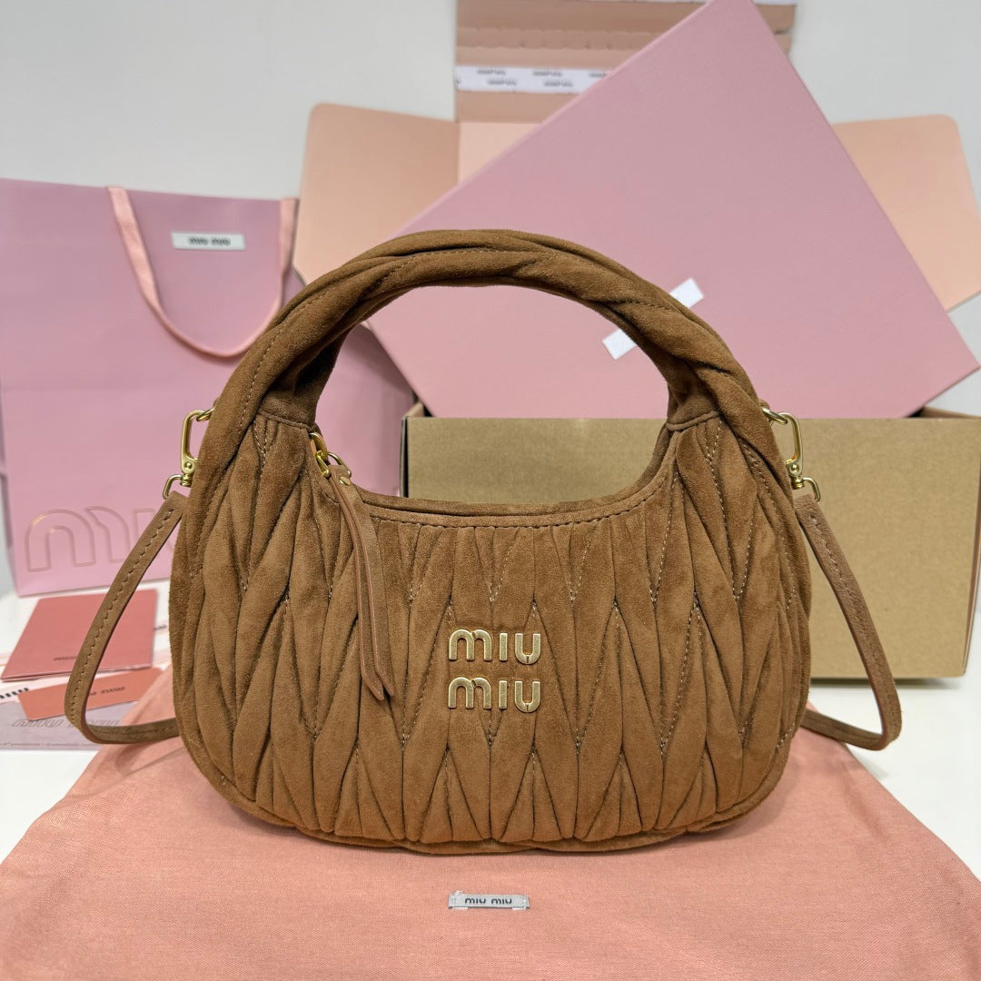 Miu Miu Wander Matelassé Hobo Bag – Taupe Brown