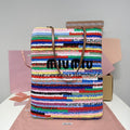 Miu Miu Multicolor Woven Vertical Tote Bag – Rainbow