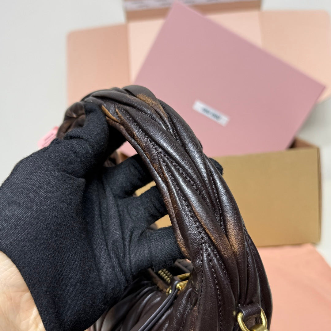 Miu Miu Wander Matelassé Hobo Bag – Dark Brown