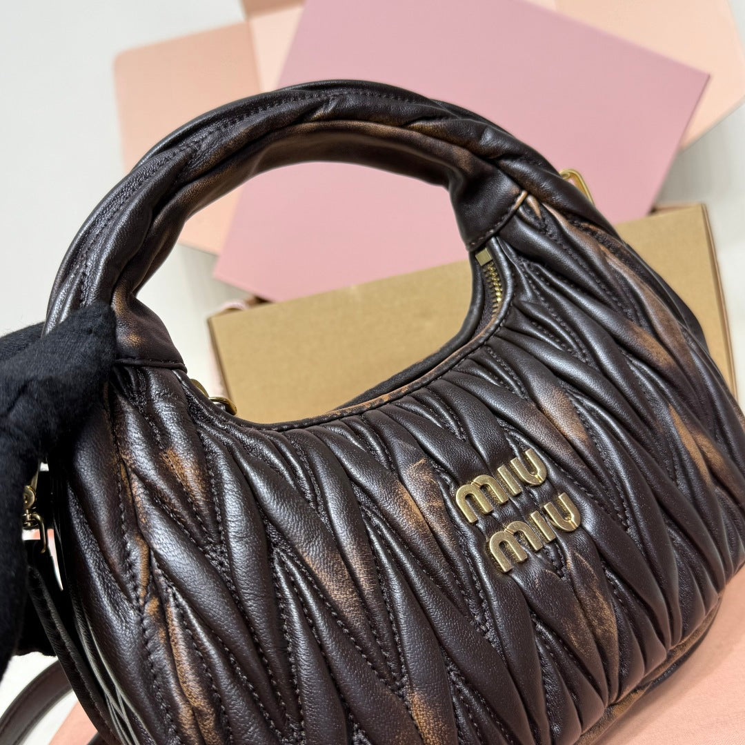 Miu Miu Wander Matelassé Hobo Bag – Dark Brown