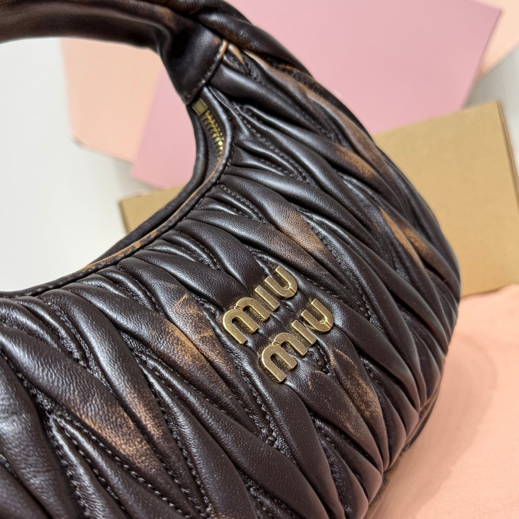 Miu Miu Wander Matelassé Hobo Bag – Dark Brown