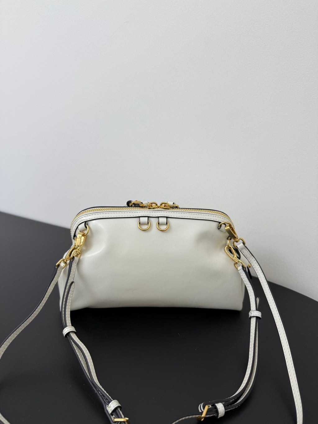 Miu Miu Leather Drawstring Shoulder Bag – White