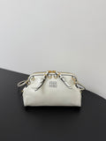 Miu Miu Leather Drawstring Shoulder Bag – White