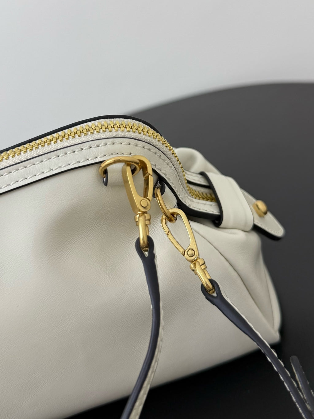 Miu Miu Leather Drawstring Shoulder Bag – White