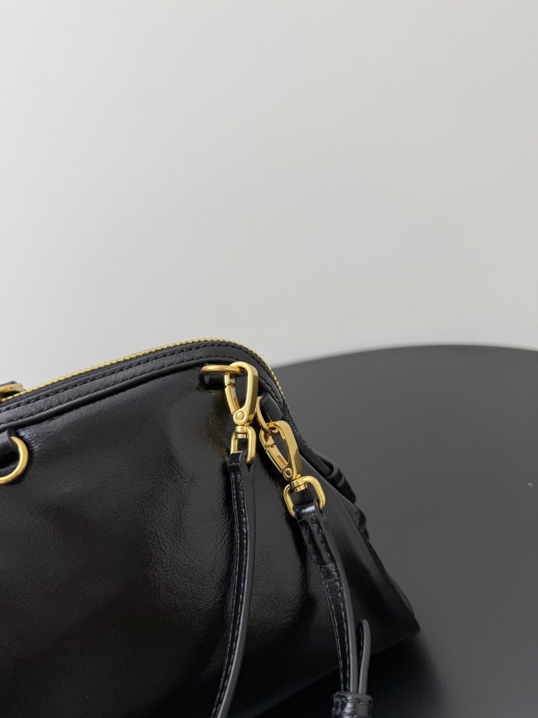 Miu Miu Leather Drawstring Shoulder Bag – Black