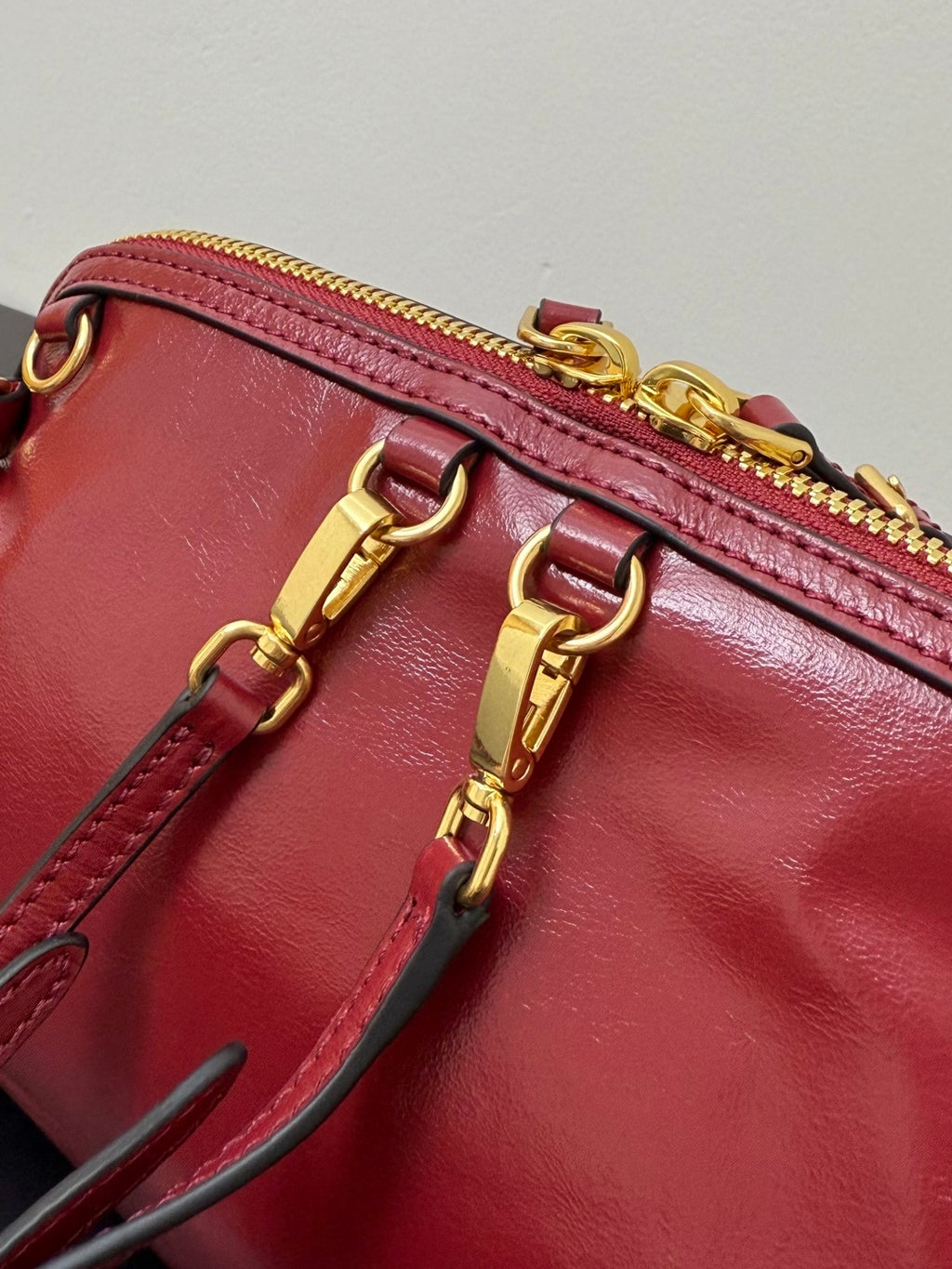 Miu Miu Leather Drawstring Shoulder Bag – Red