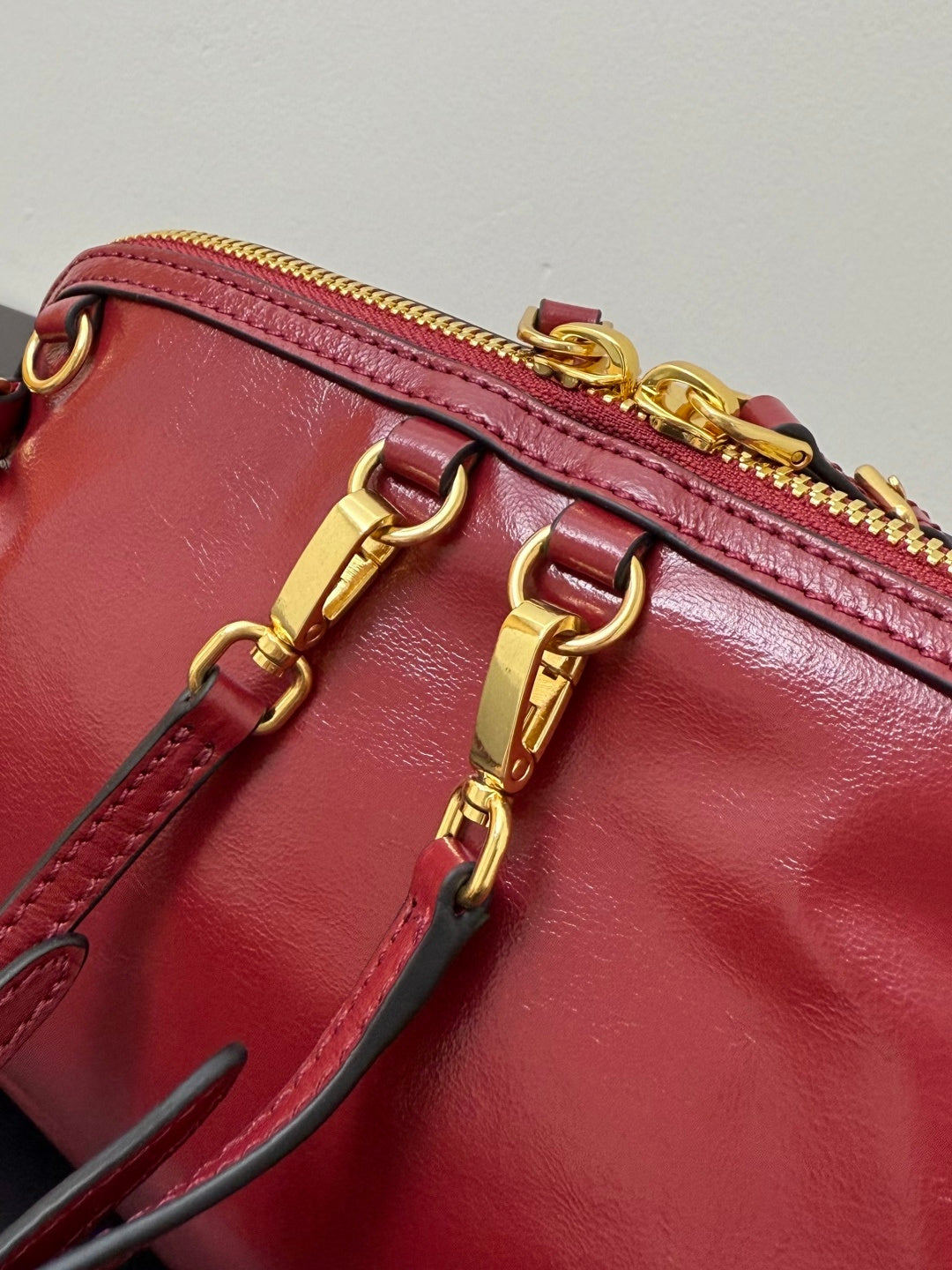 Miu Miu Leather Drawstring Shoulder Bag – Red