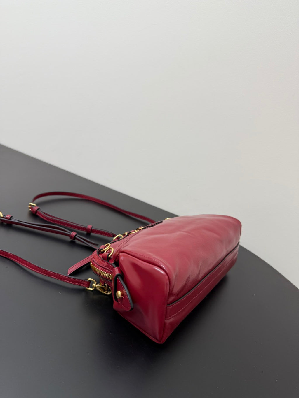 Miu Miu Leather Drawstring Shoulder Bag – Red