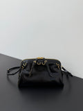 Miu Miu Leather Drawstring Shoulder Bag – Black