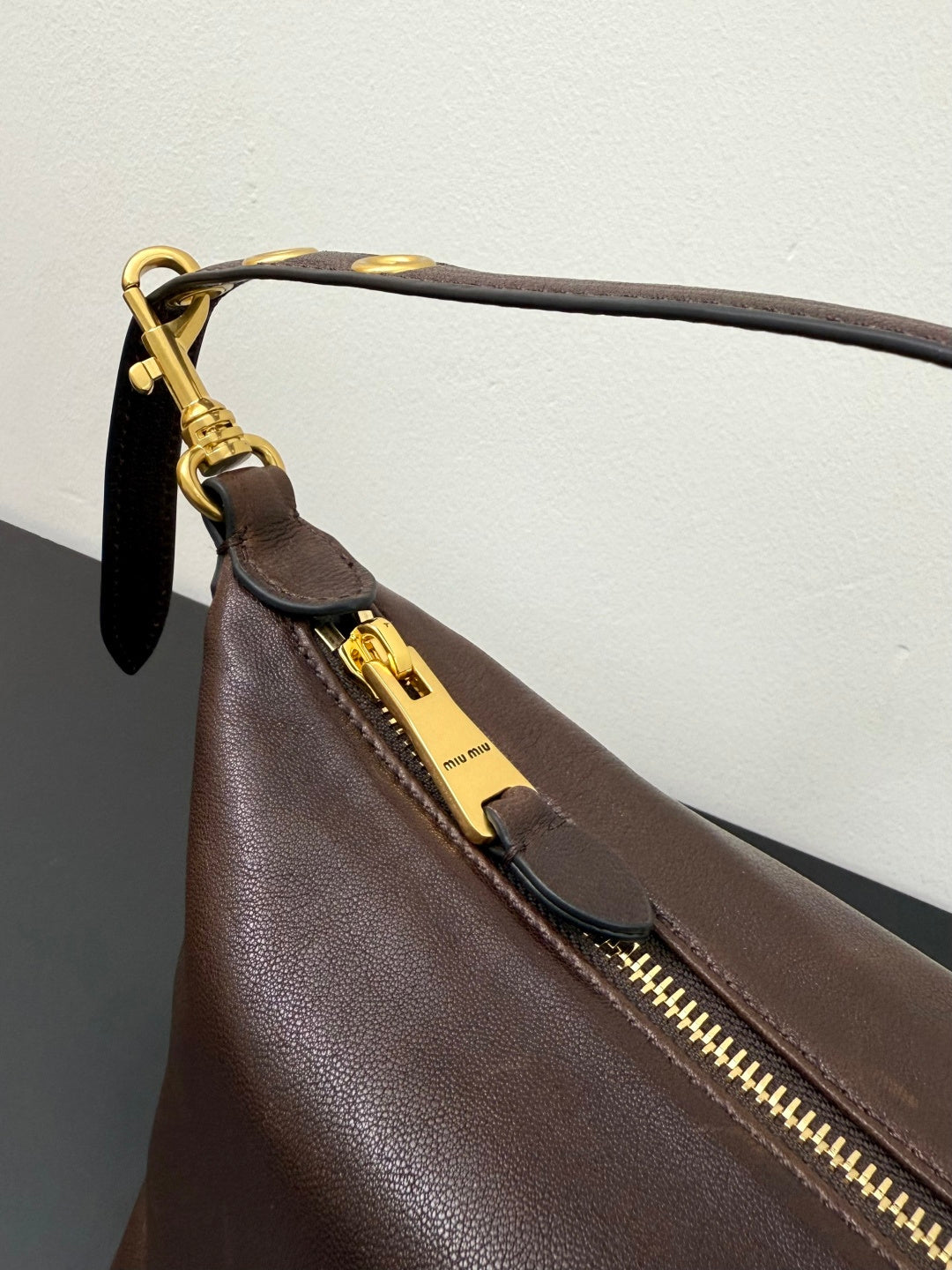 Miu Miu Leather Hobo Bag – Dark Brown
