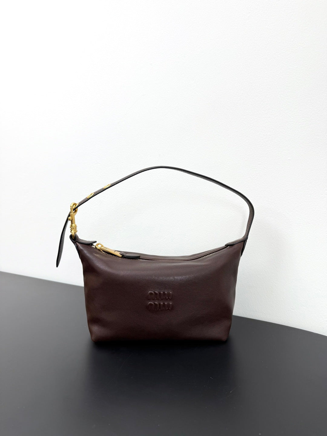 Miu Miu Leather Hobo Bag – Dark Brown