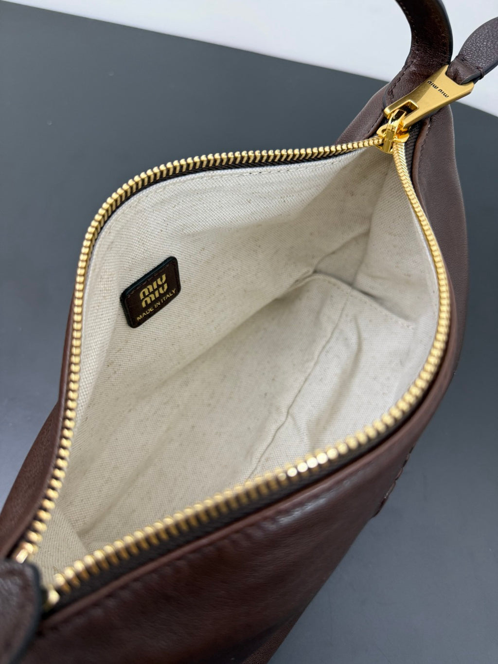 Miu Miu Leather Hobo Bag – Dark Brown