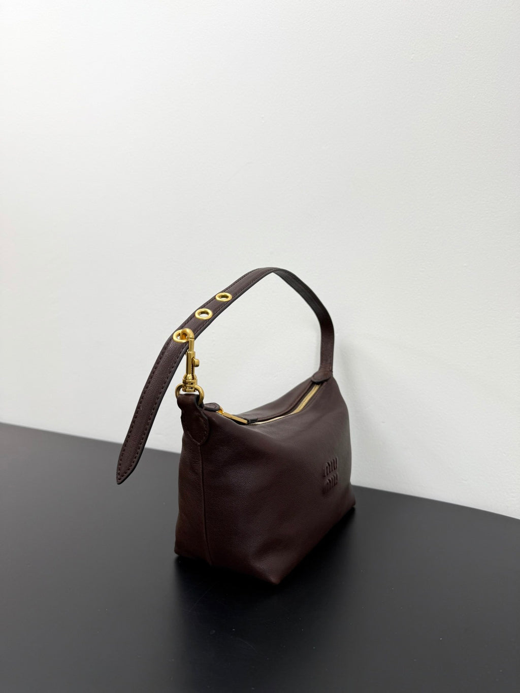 Miu Miu Leather Hobo Bag – Dark Brown