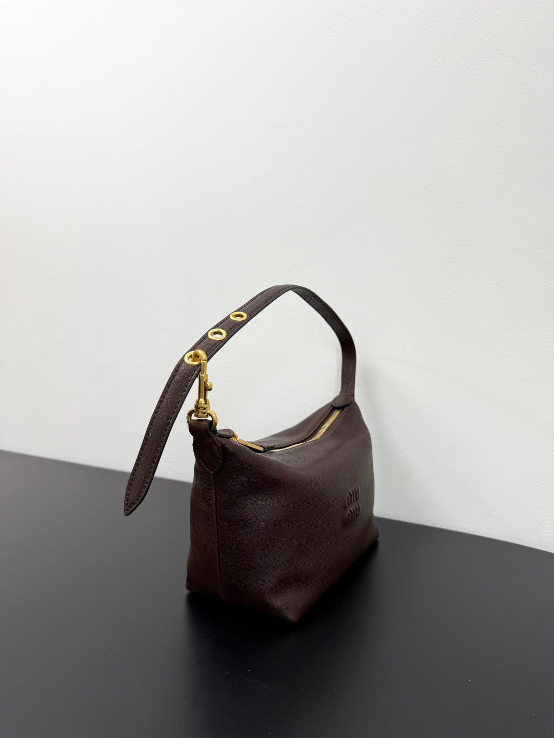 Miu Miu Leather Hobo Bag – Dark Brown
