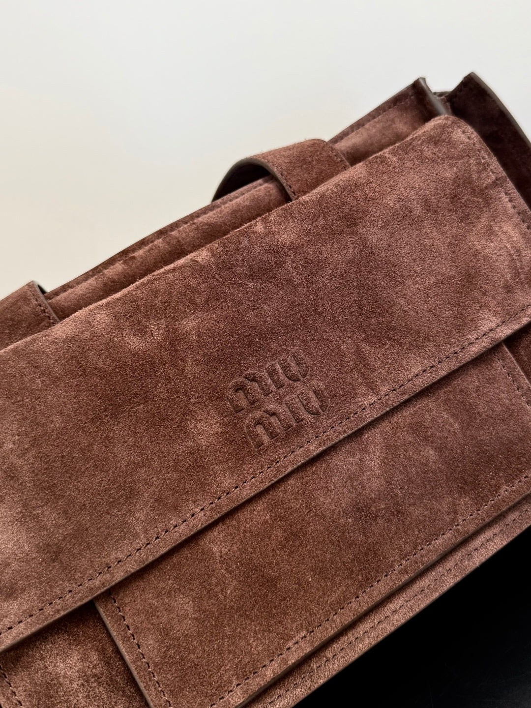 Miu Miu Suede Flap Tote Bag – Dark Brown