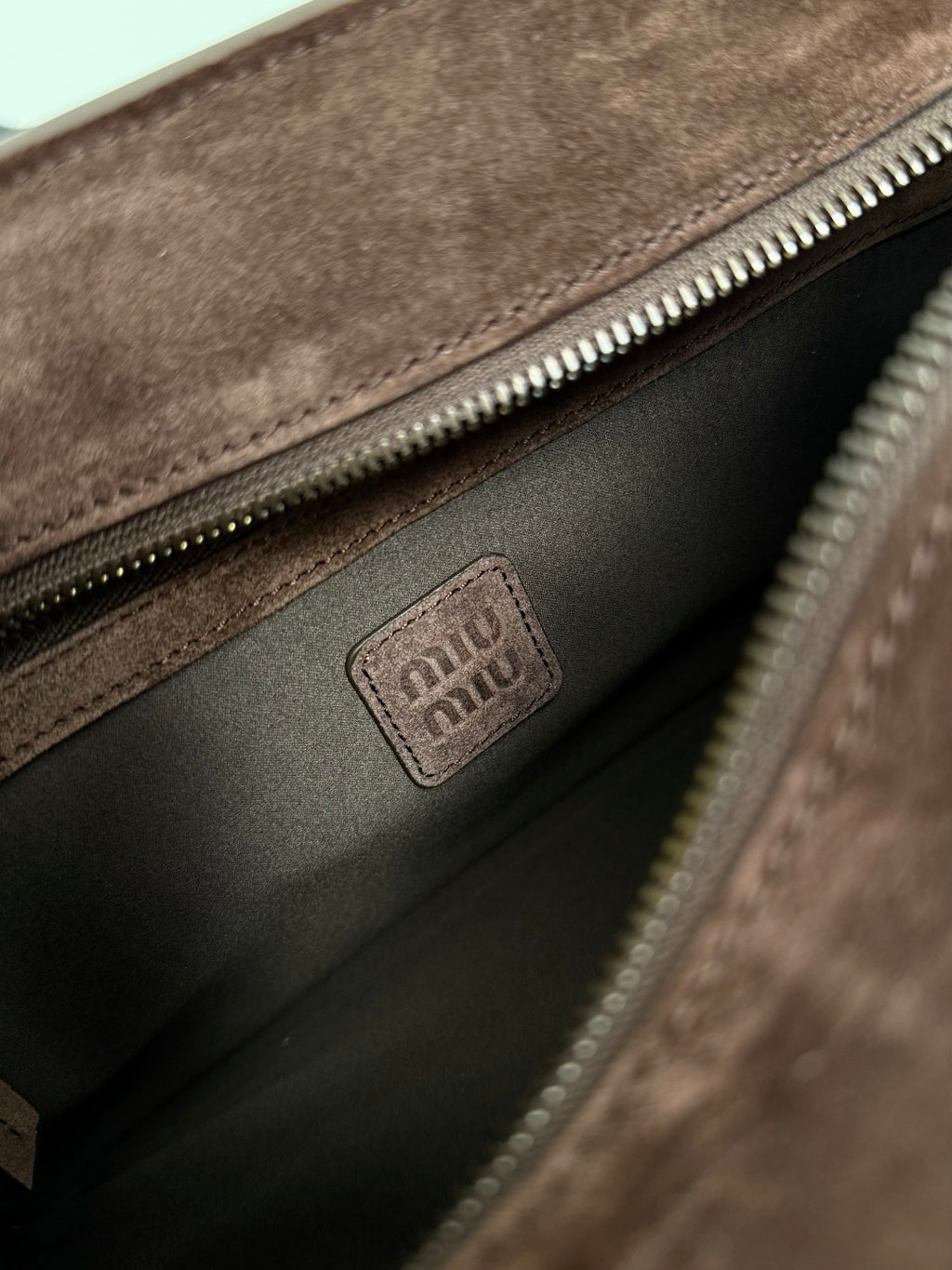 Miu Miu Suede Flap Tote Bag – Dark Brown
