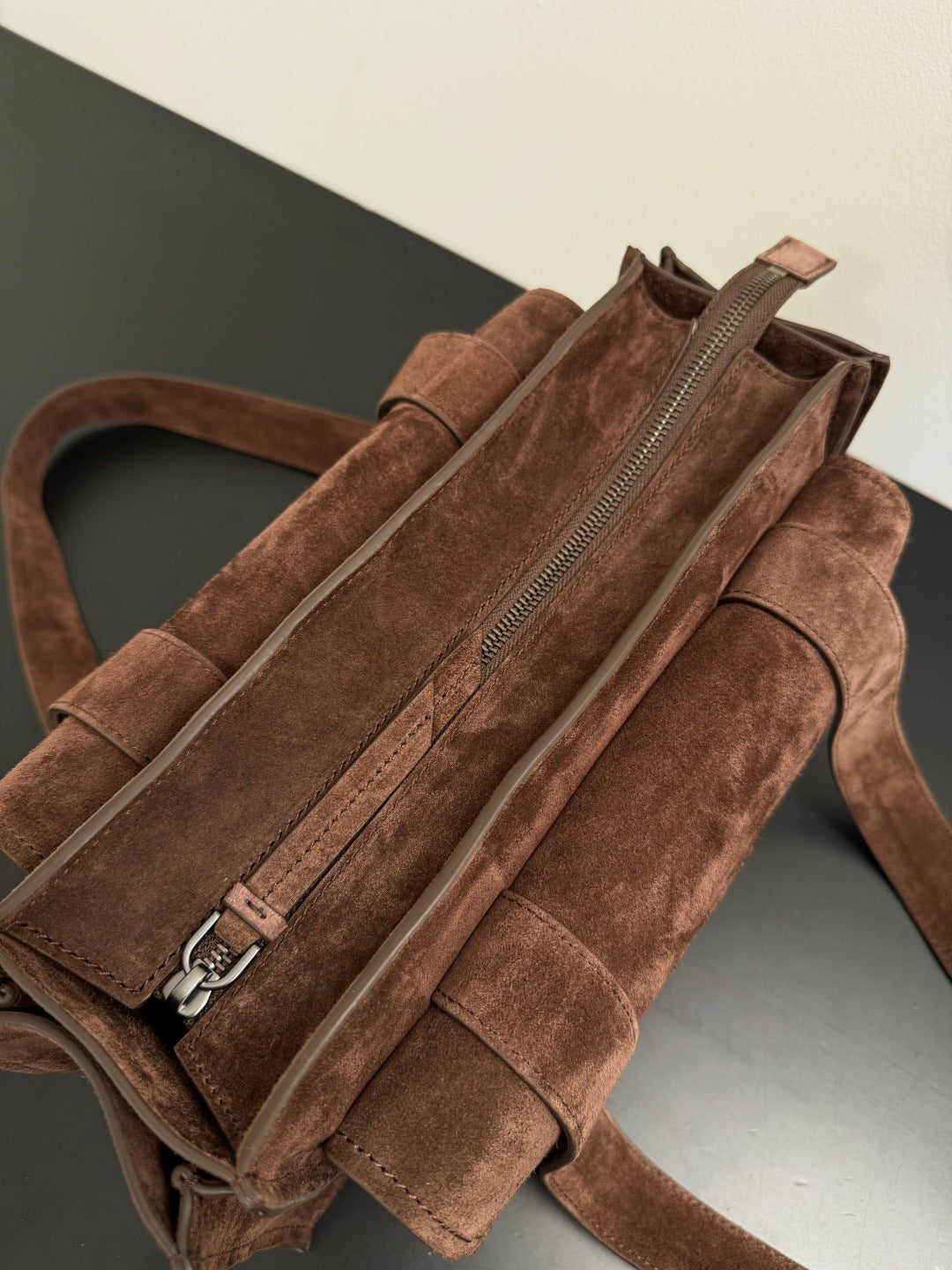 Miu Miu Suede Flap Tote Bag – Dark Brown