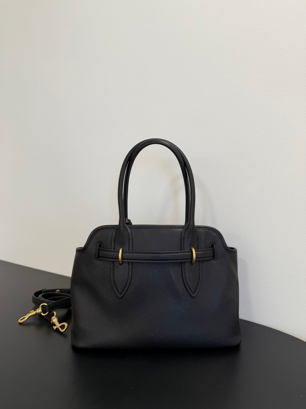 Miu Miu Aventure Belted Leather Tote Bag – Black