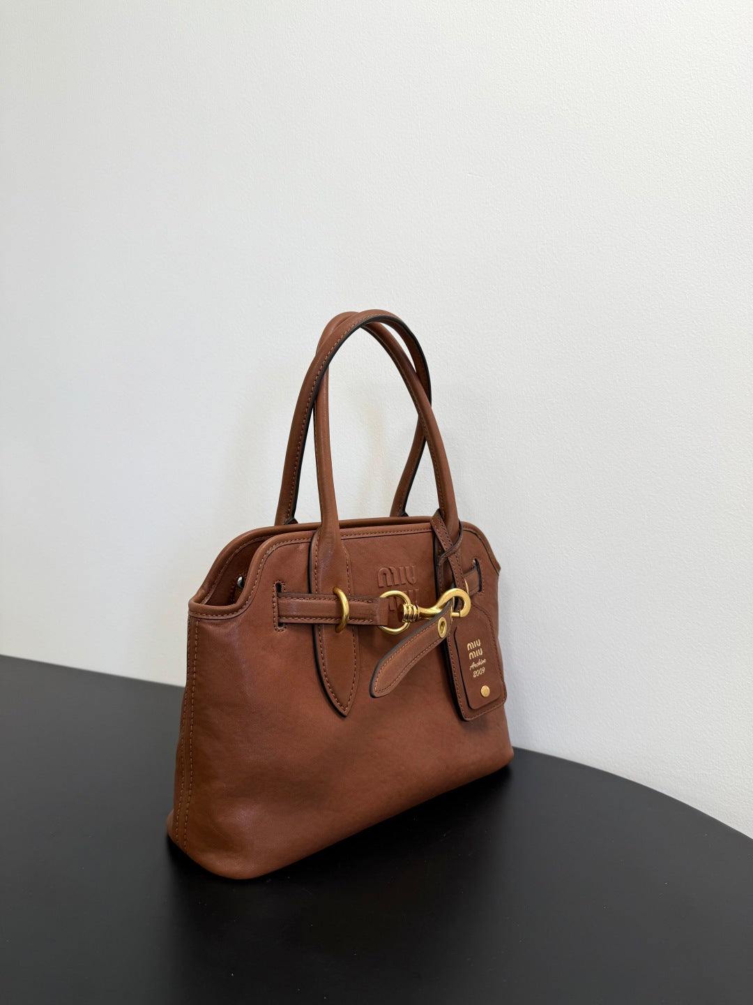 Miu Miu Aventure Belted Leather Tote Bag – Cognac