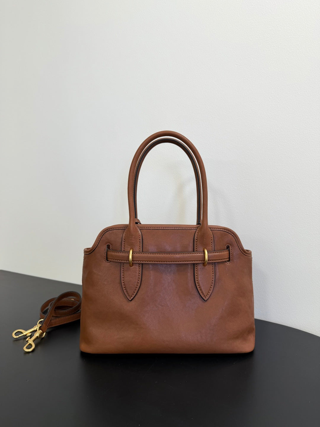 Miu Miu Aventure Belted Leather Tote Bag – Cognac