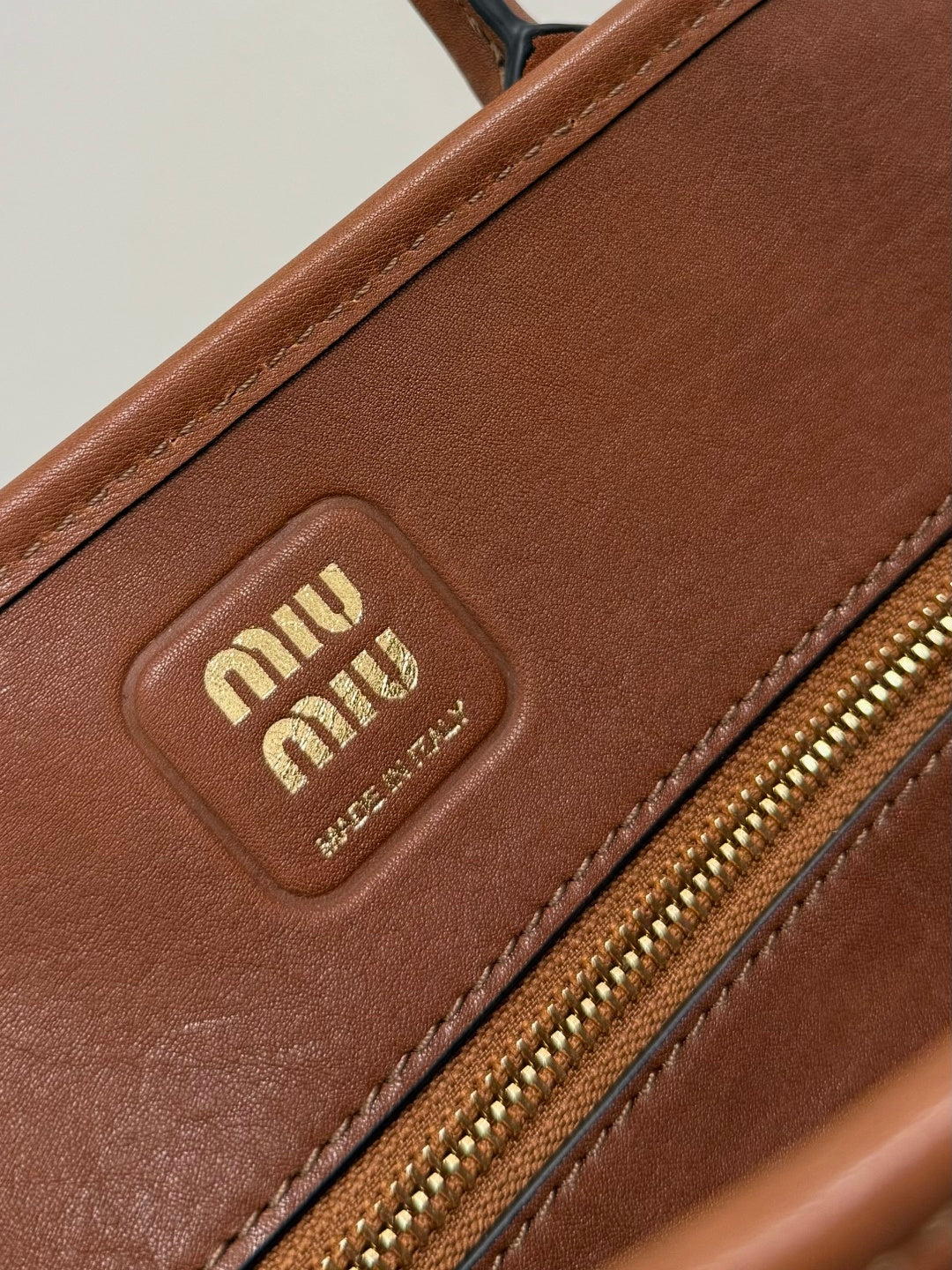 Miu Miu Aventure Belted Leather Tote Bag – Cognac