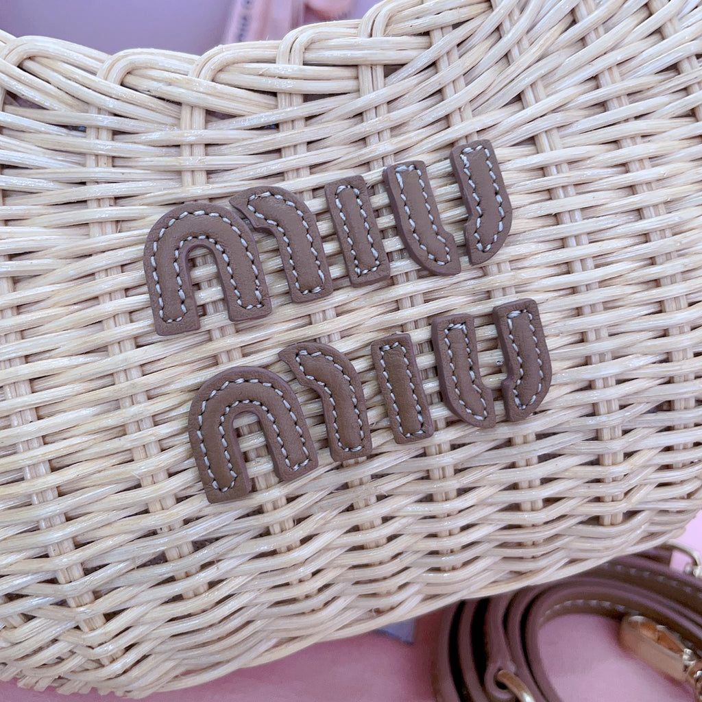 Miu Miu Woven Raffia Hobo Bag – Natural