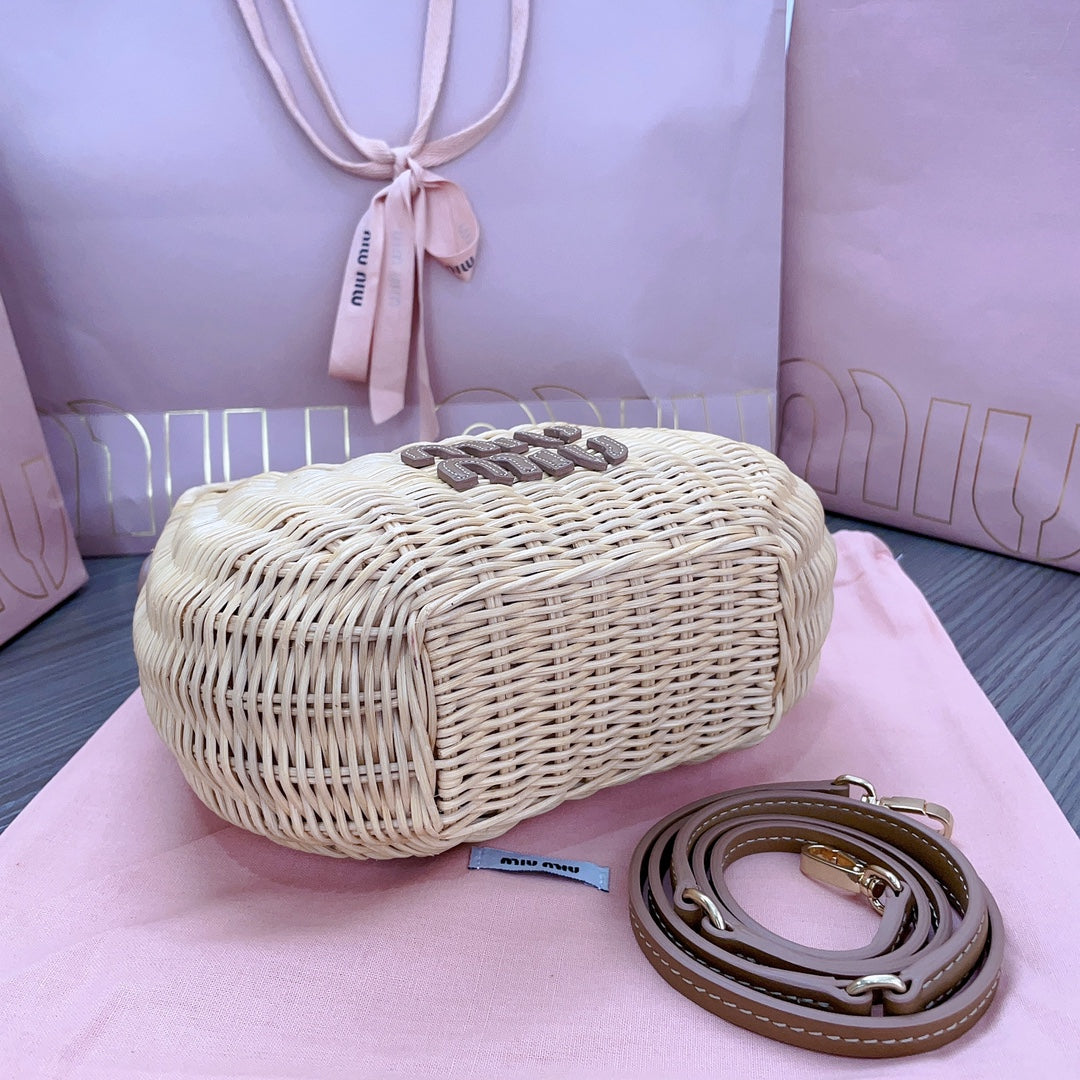 Miu Miu Woven Raffia Hobo Bag – Natural